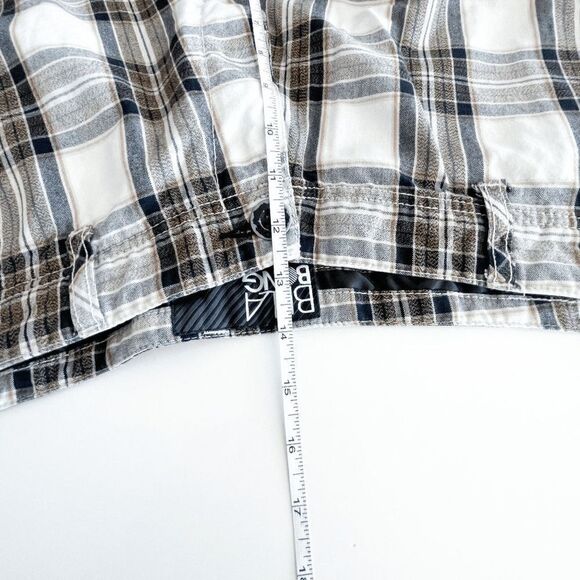 Billabong Mens Shorts Casual Flat Front Plaid Brown White Size 34 - Picture 6 of 9